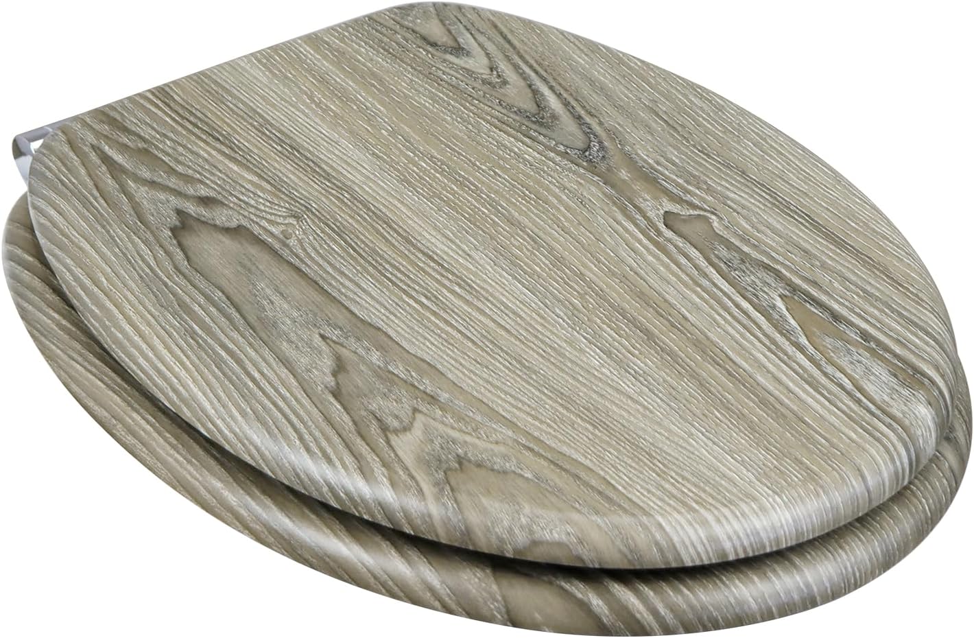 Wooden Toilet Seat Soft Close Oval MDF Adjustable Hinges Natural