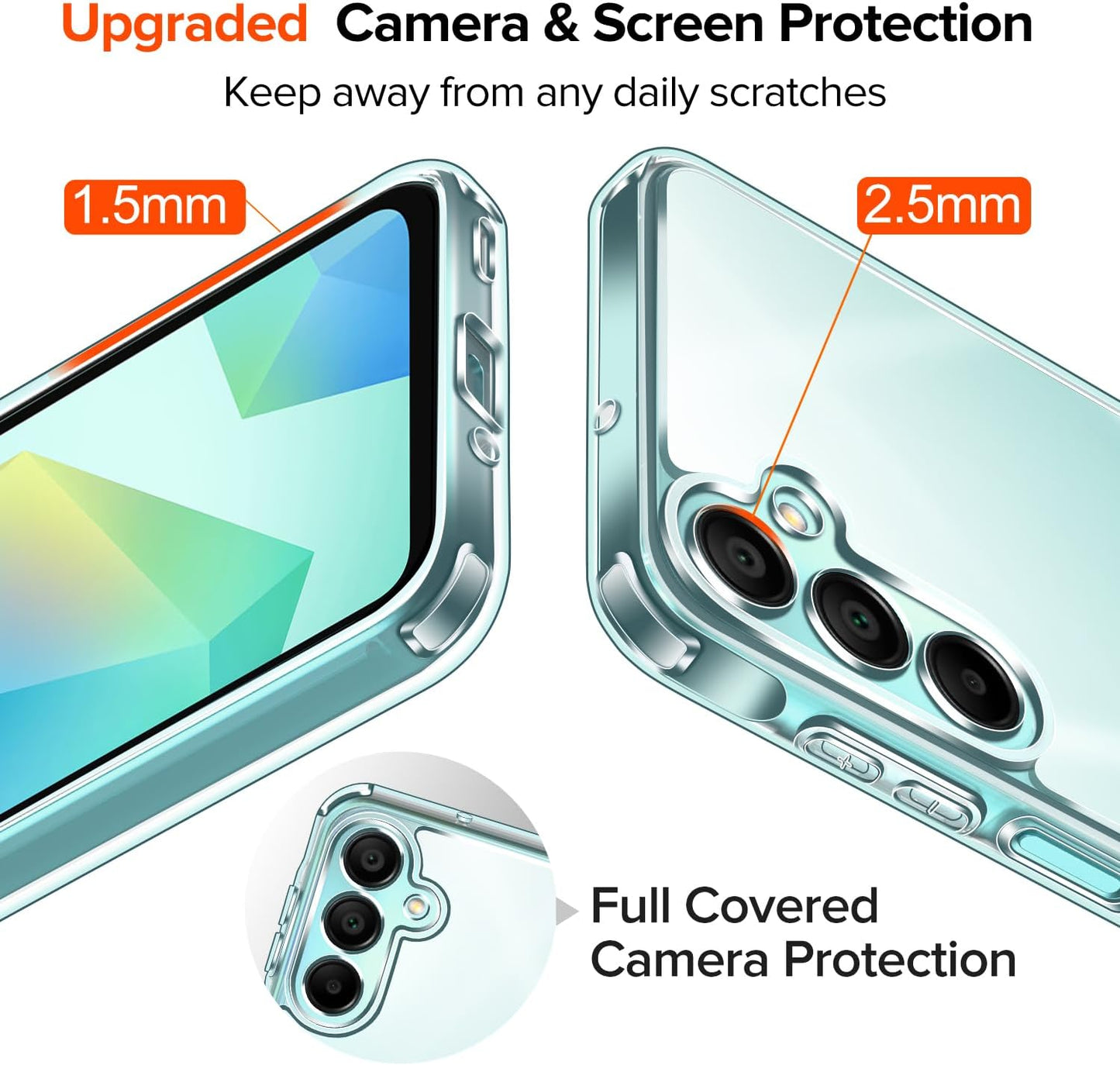 Samsung Galaxy A16 Clear Shockproof Case + 2 Screen Protectors