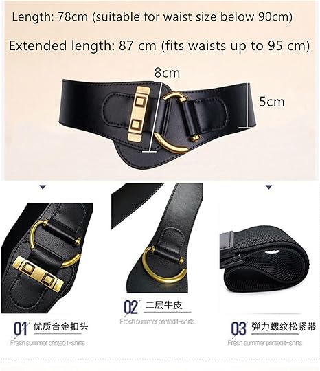 Women’s Wide Elastic Waist Belt Faux Leather Cinch Waistband Fashion