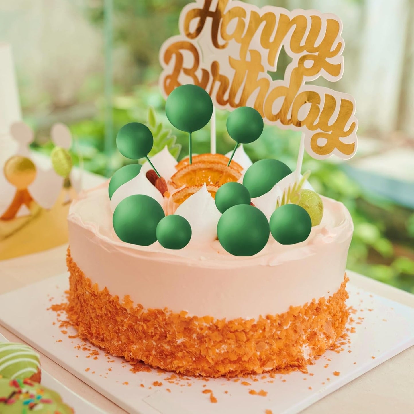 Dark Green Ball Cake Toppers 19pcs Mini Balloon Cake Picks Party Decor B0CNK7RNSG
