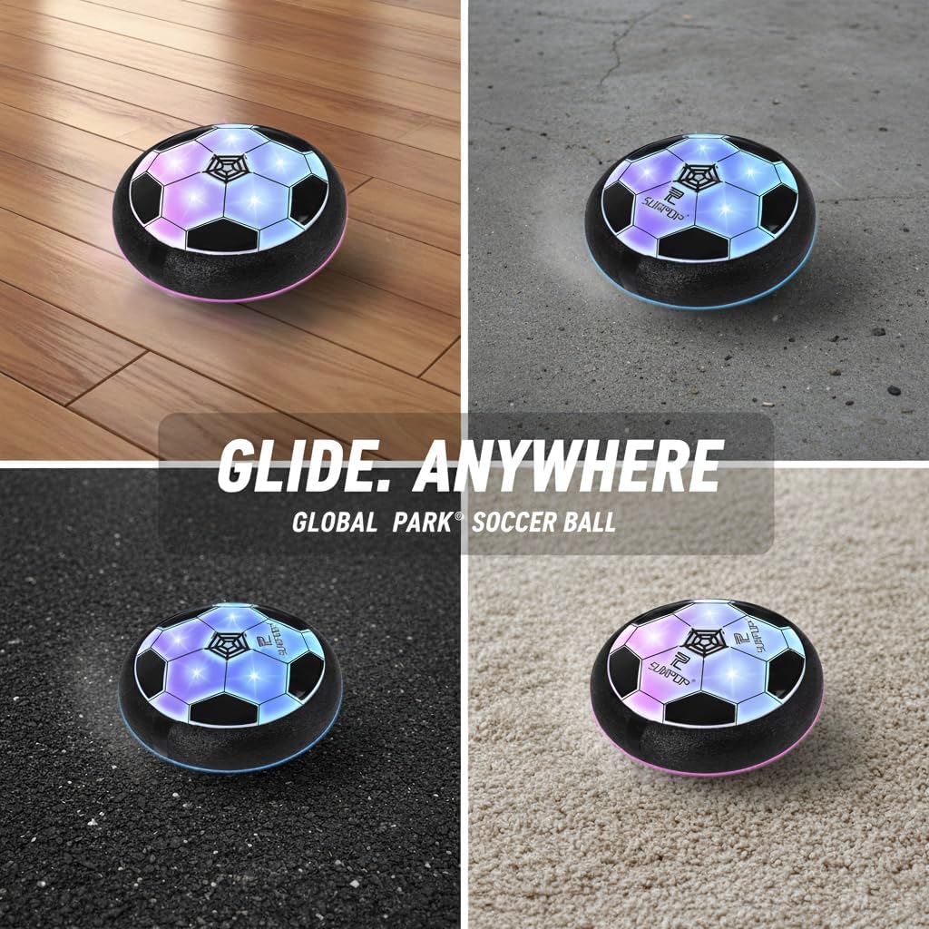2 Pc LED Hover Football Set Indoor Air-Cushion Soccer Game Kids Gift