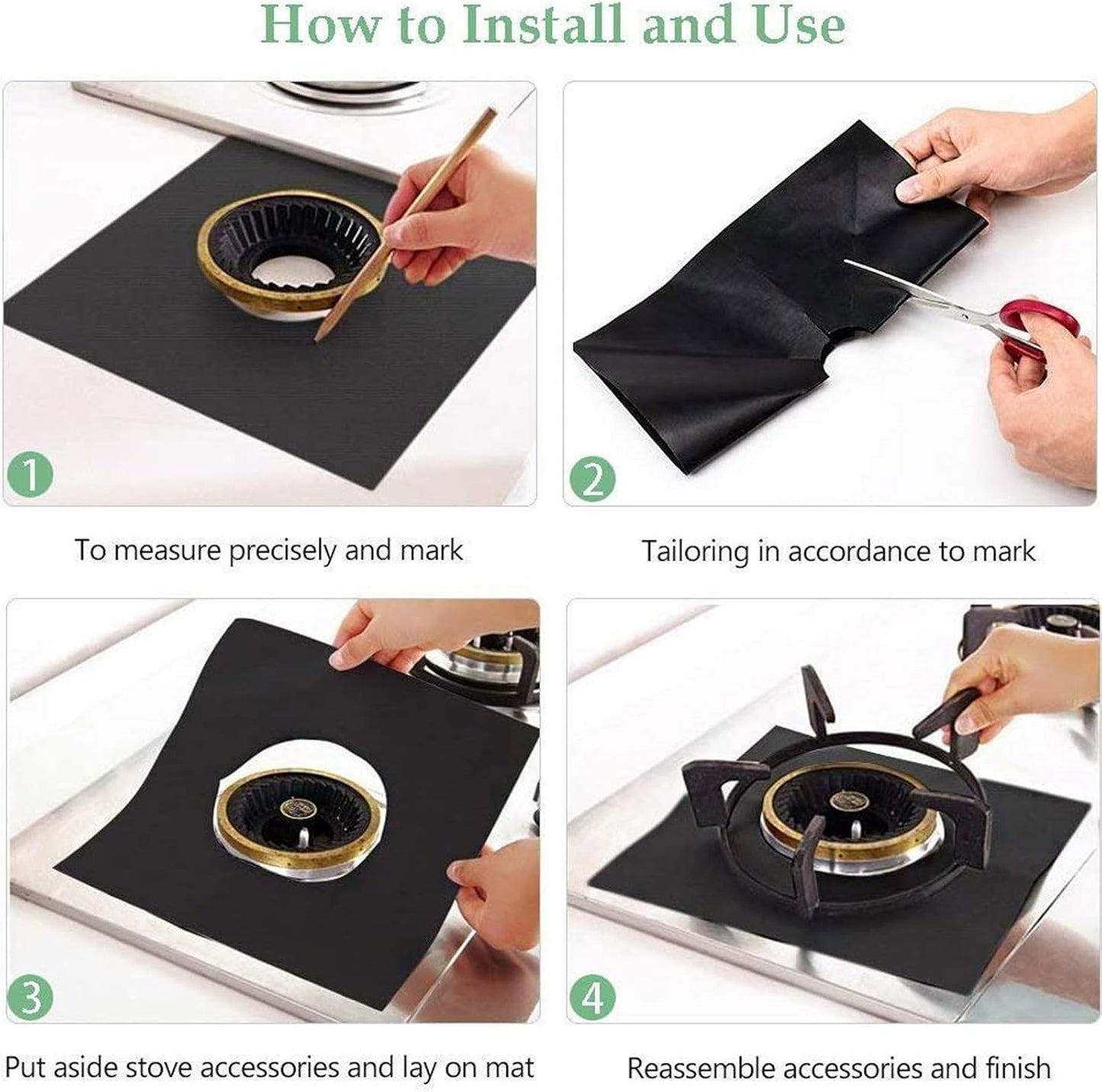 MSDADA 8pc Gas Hob Burner Covers & 2 Silicone Gap Protectors