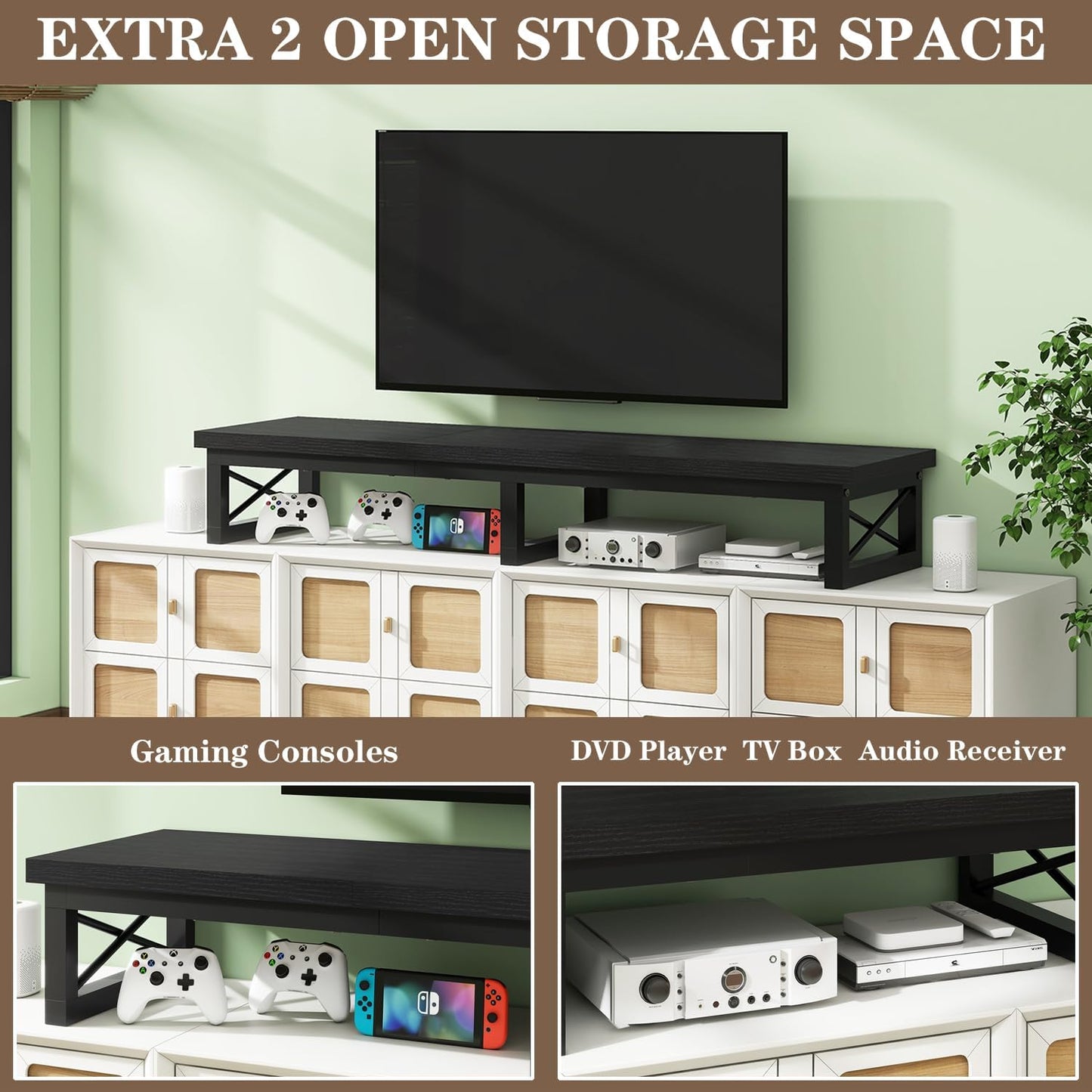 IBUYKE 45" TV Riser Stand with Storage Shelf for 32-60" TVs - Black