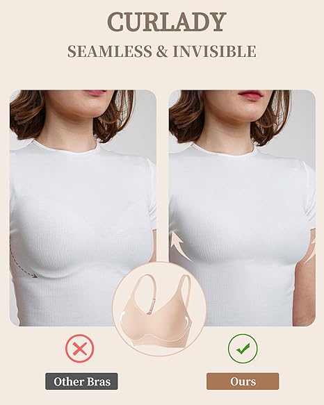 Womens Wireless Push Up Bra Full Coverage Bralette Nude Comfort