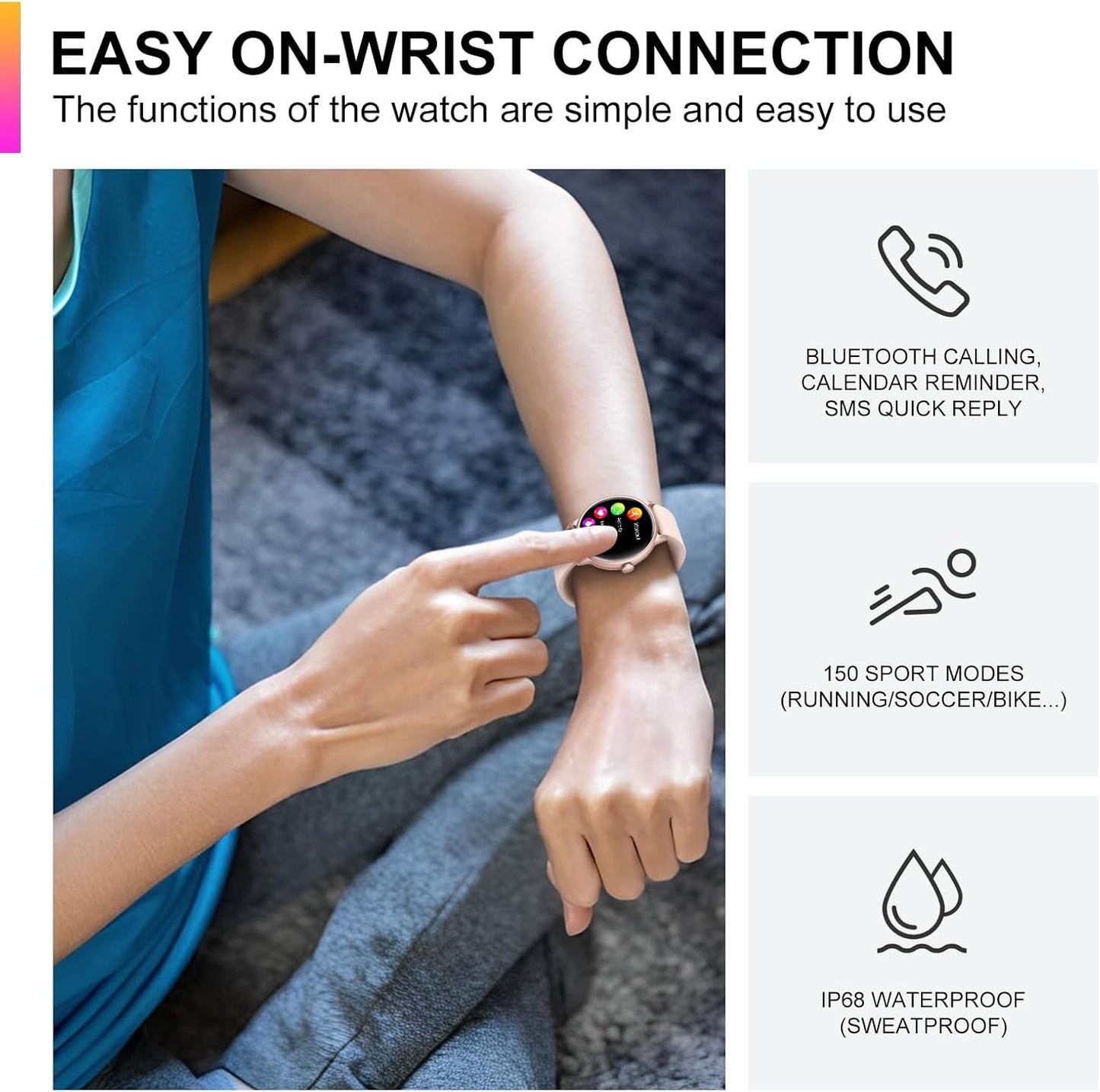 ZPPSNFIT 1.43″ AMOLED Smart Watch With Fitness Tracker & Heart Rate Monitor