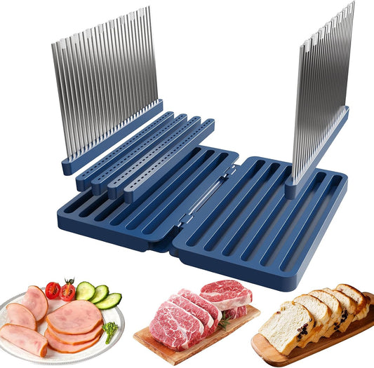 304 Stainless Steel Foldable Bread & Meat Slicer – Adjustable, Crumb Tray, Dishwasher