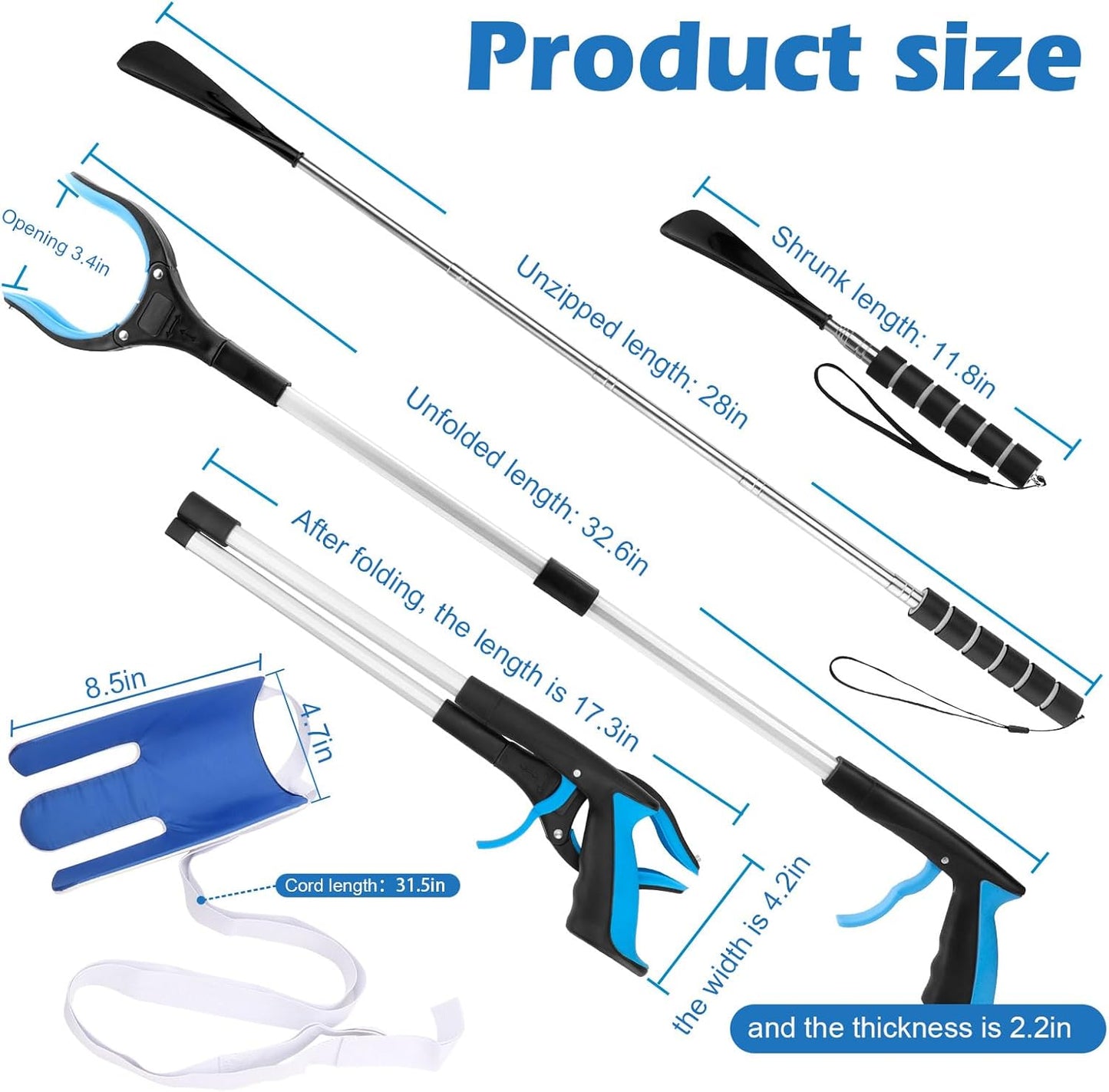 Extendable Shoehorn Long Handle Dressing Aid Sock Helper Mobility Tool
