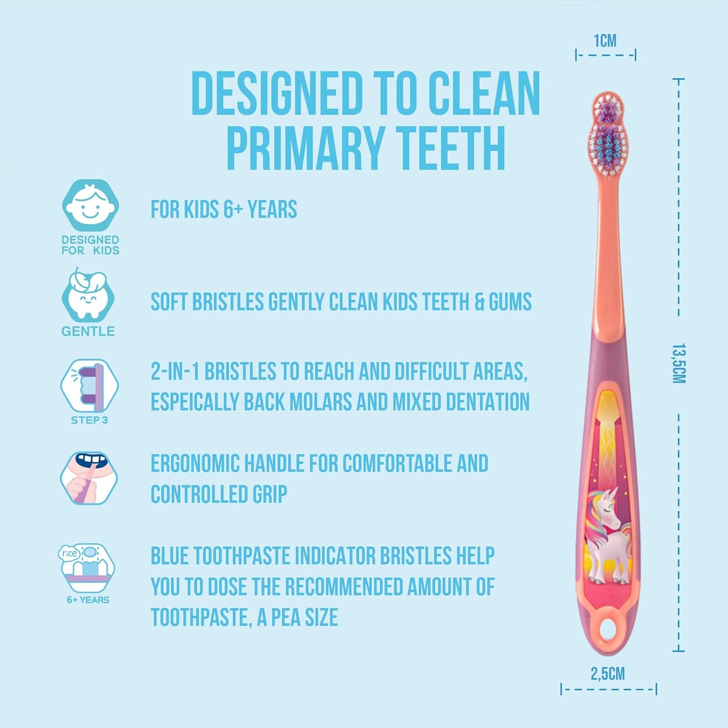 Jordan Step Kids Toothbrush 6-9 Years Soft Bristles Travel Cap Ergonomic Grip
