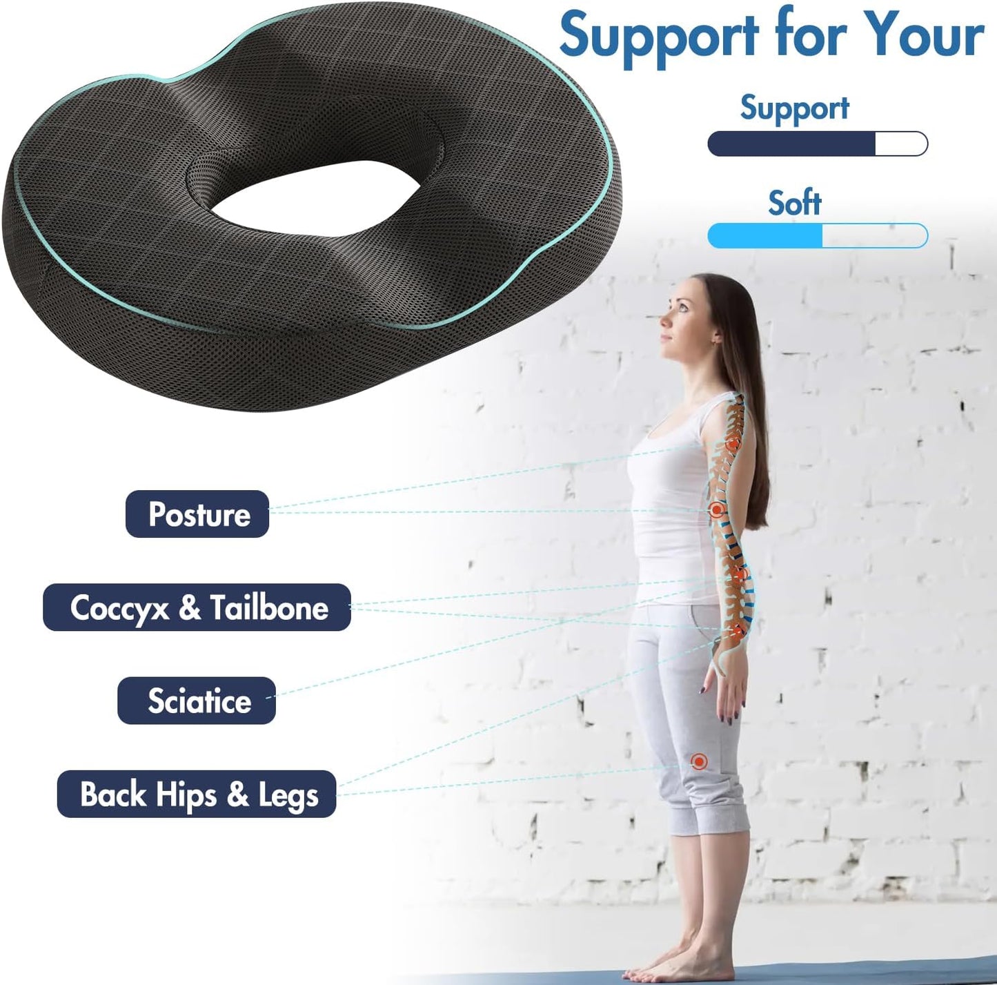 Gel Donut Cushion for Hemorrhoids & Tailbone Pain Relief