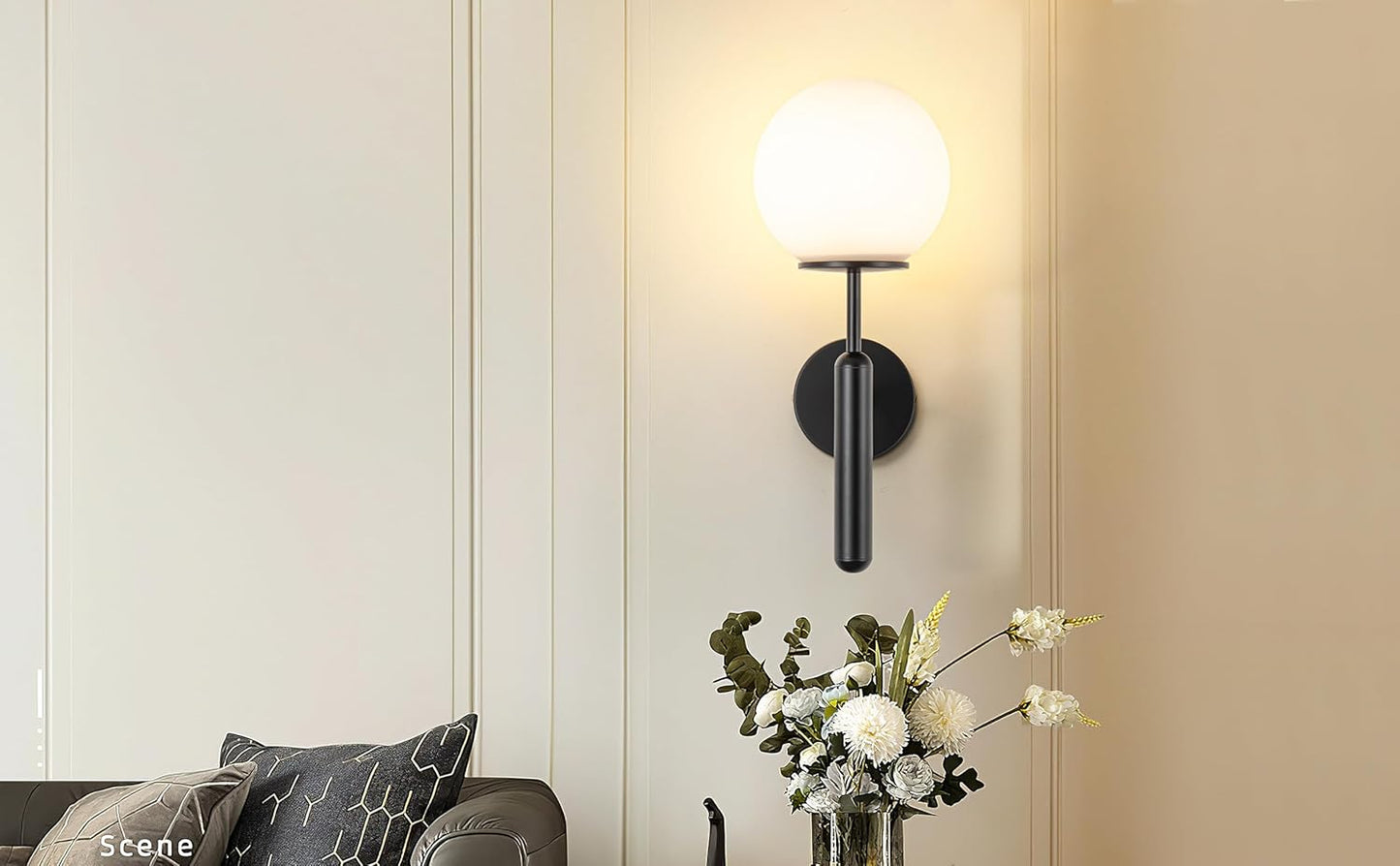 Battery Wall Sconces Set of 2 Remote Control Dimmable Glass Shade Lights