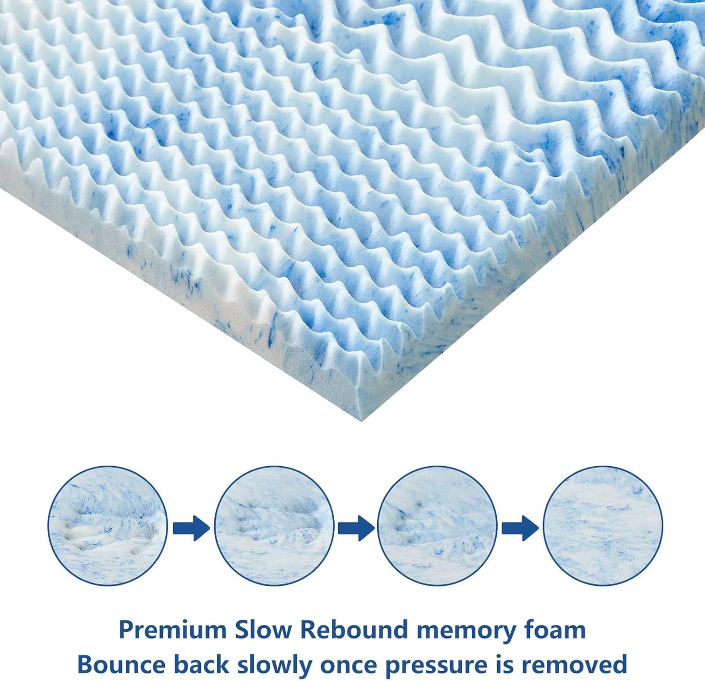 RUIKASI Memory Foam Mattress Topper Double 7cm Egg Crate Orthopedic Support