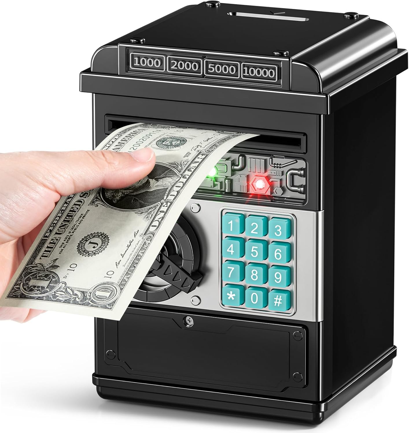 TEMI Electronic Piggy Bank Kids Password Lock Mini ATM Money Box 3‑8 yrs