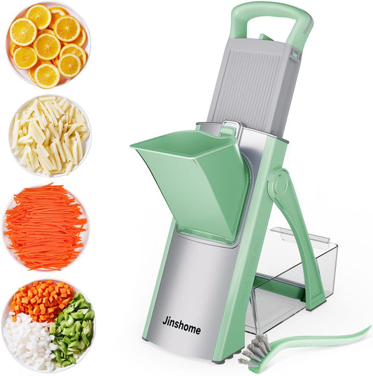Jinshome Upgrade Safe Mandoline Slicer – Adjustable 40+ Cuts, BPA-Free, Easy-Clean