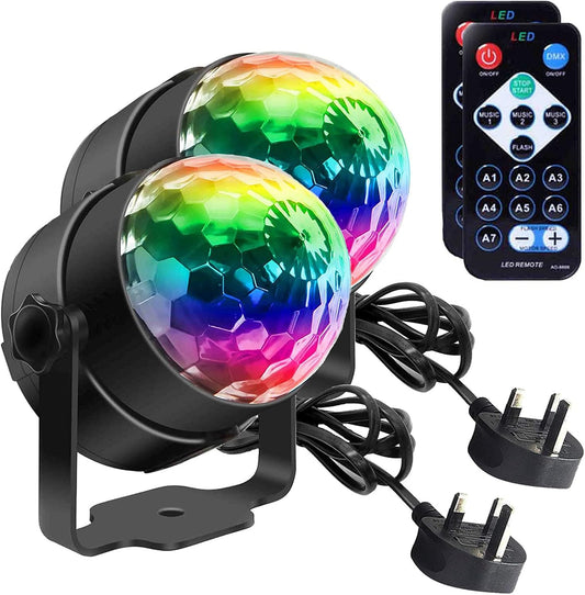 SEBRUANC Mini Disco Ball LED Party Lamp • 360° Rotating, Music‑Activated RGB Light