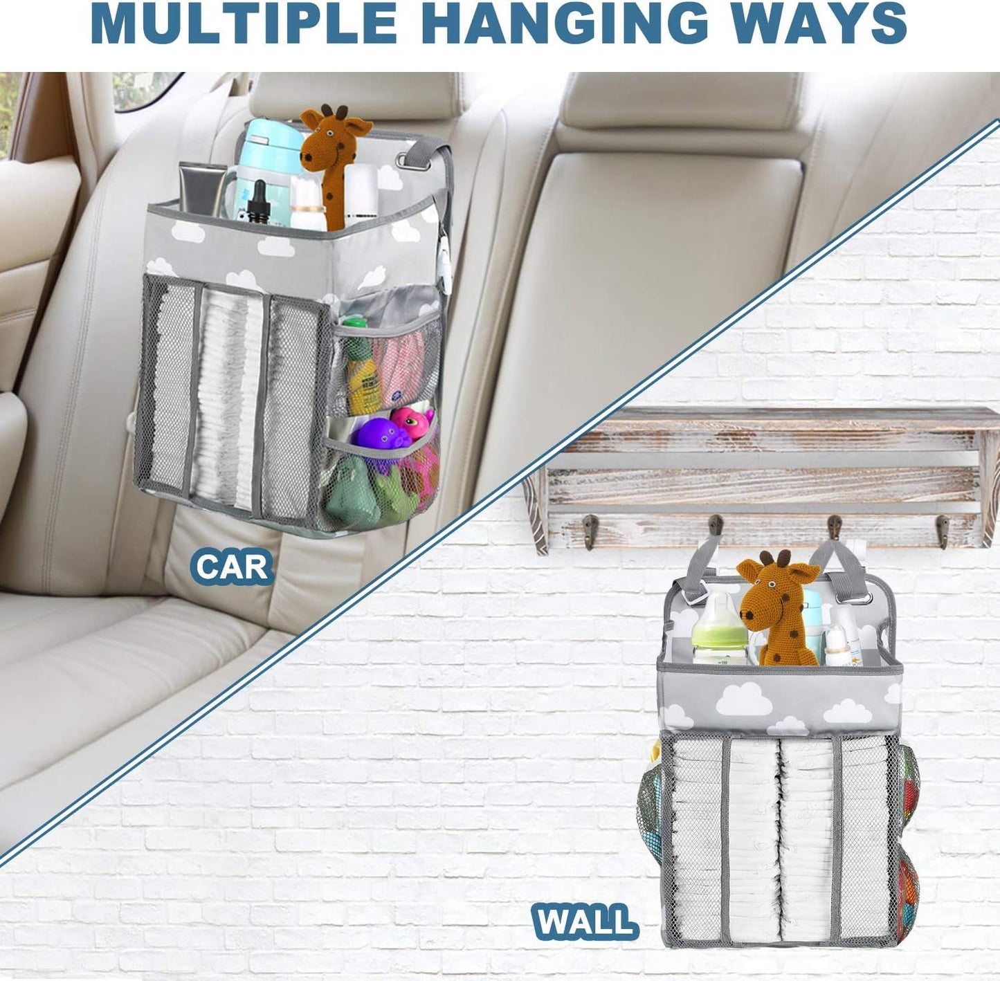 Nursery Hanging Crib Organiser Baby Bed Storage Nappy Holder