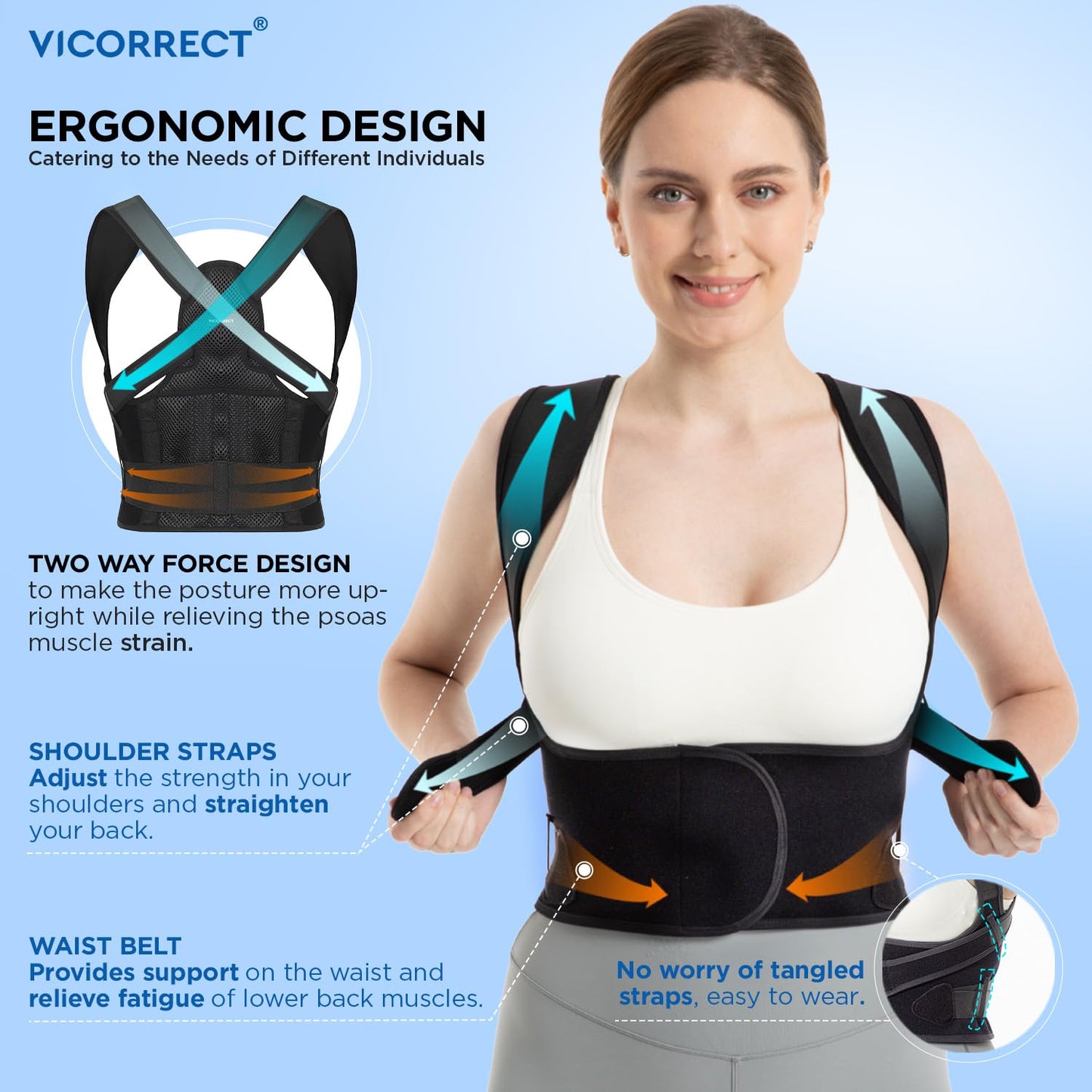 Posture Corrector Back Brace Adjustable Support for Men Women Black Large