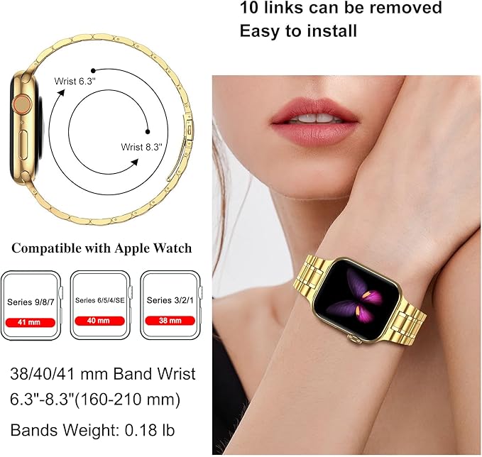 MioHHR Stainless Steel Apple Watch Strap Metal Bracelet Band B0DKBDGS68