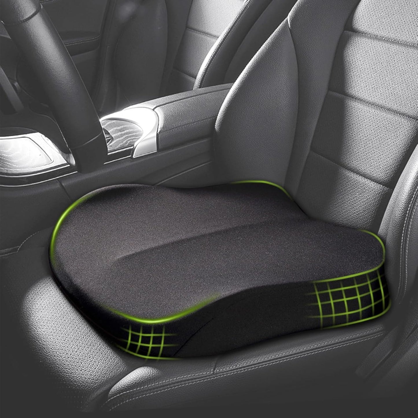 Memory Foam Car Seat Cushion Booster – Comfort & Height Support