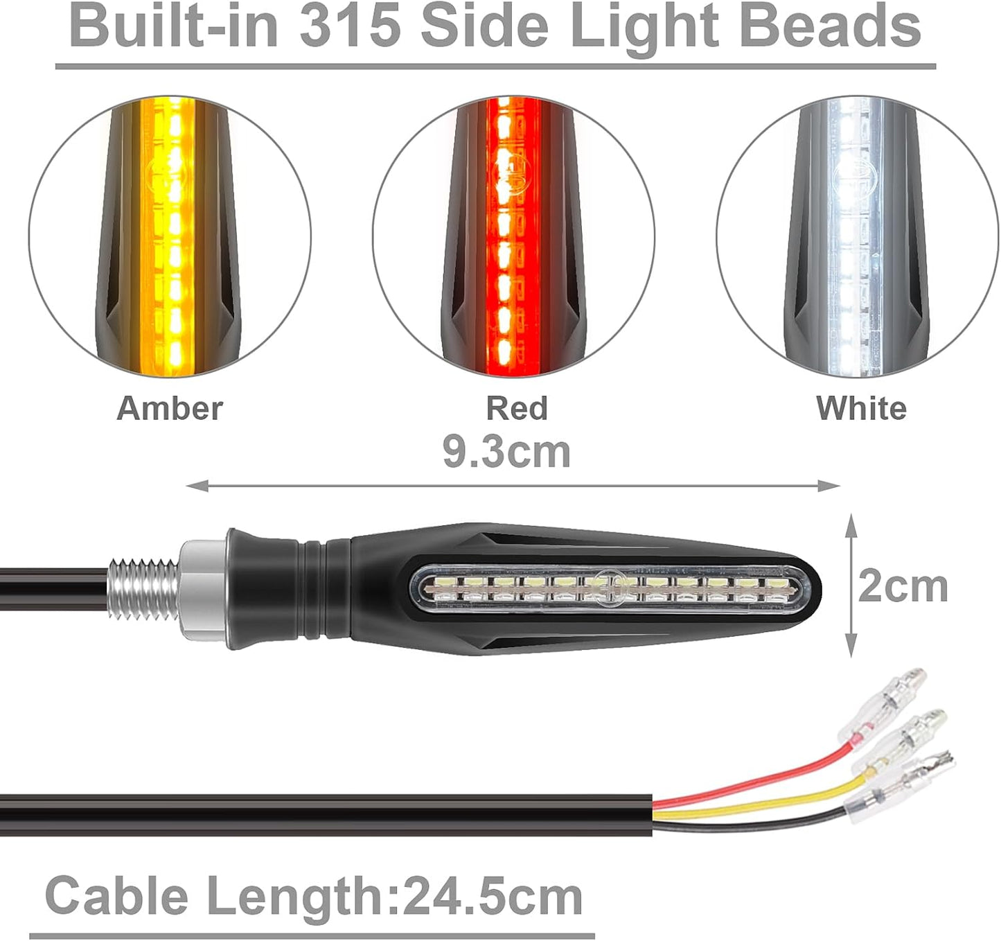 Kinstecks Flowing LED Motorcycle Indicators 4PCS 12V Turn Signal Lights