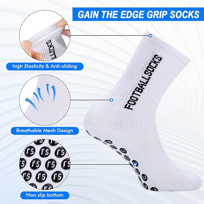Football Grip Socks Non Slip Silicone Sports Socks Breathable 3 Pairs