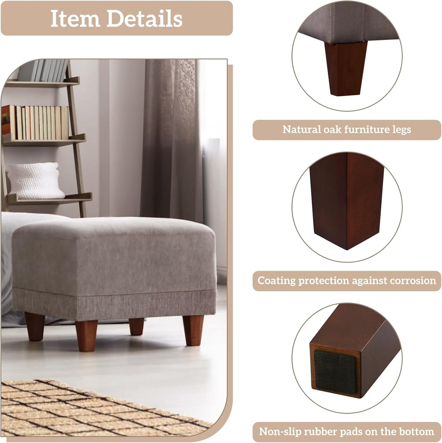 GOSCHE Wooden Furniture Legs Set of 4 Replacement Feet B097XPWYQM