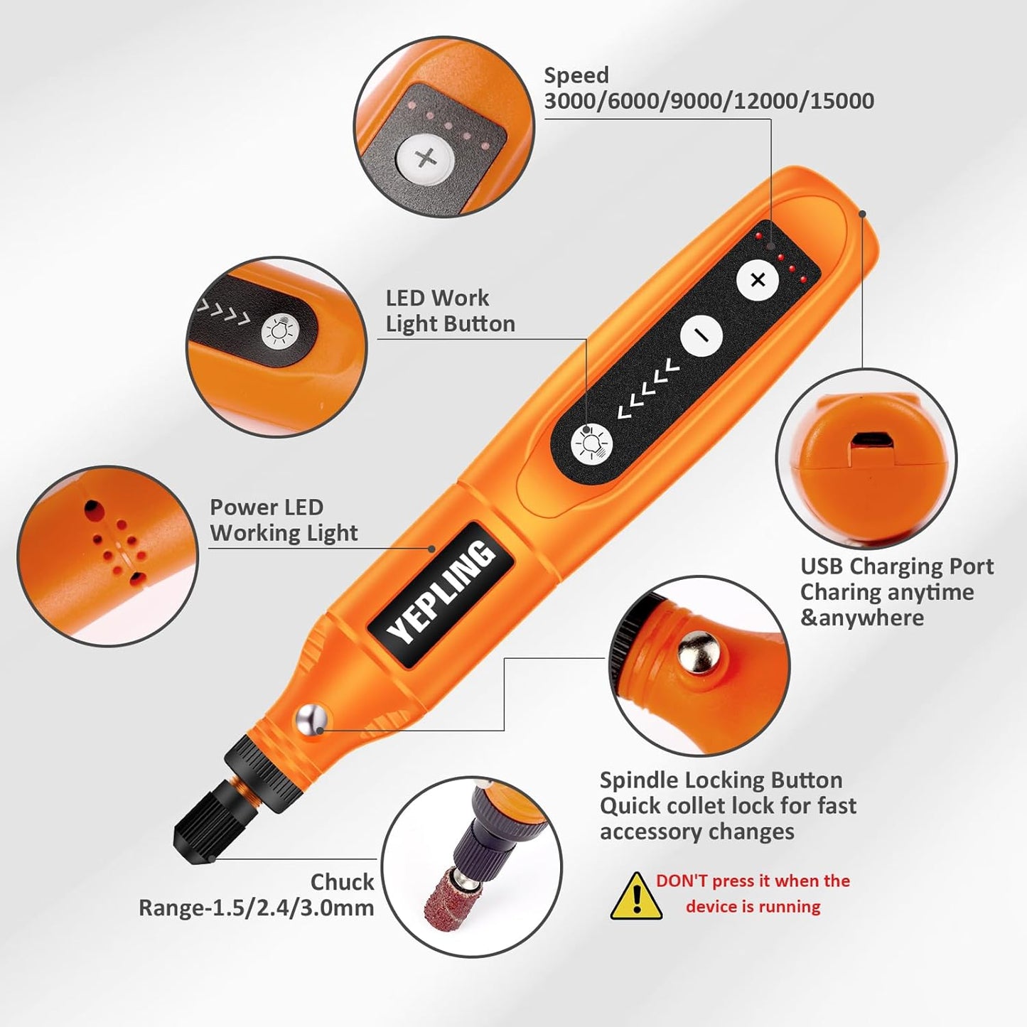Wireless Rotary Tool 3.7V Mini Electric DIY Multi Tool Kit 40pcs