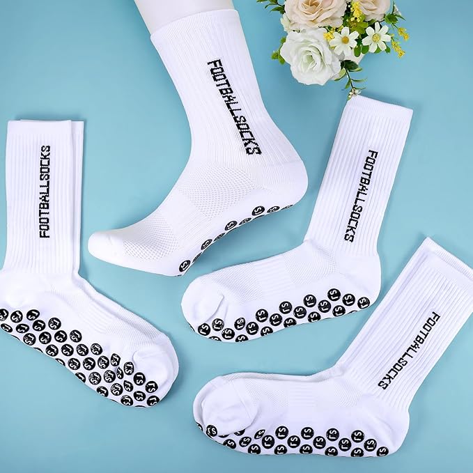 Football Grip Socks Non Slip Silicone Sports Socks Breathable 3 Pairs