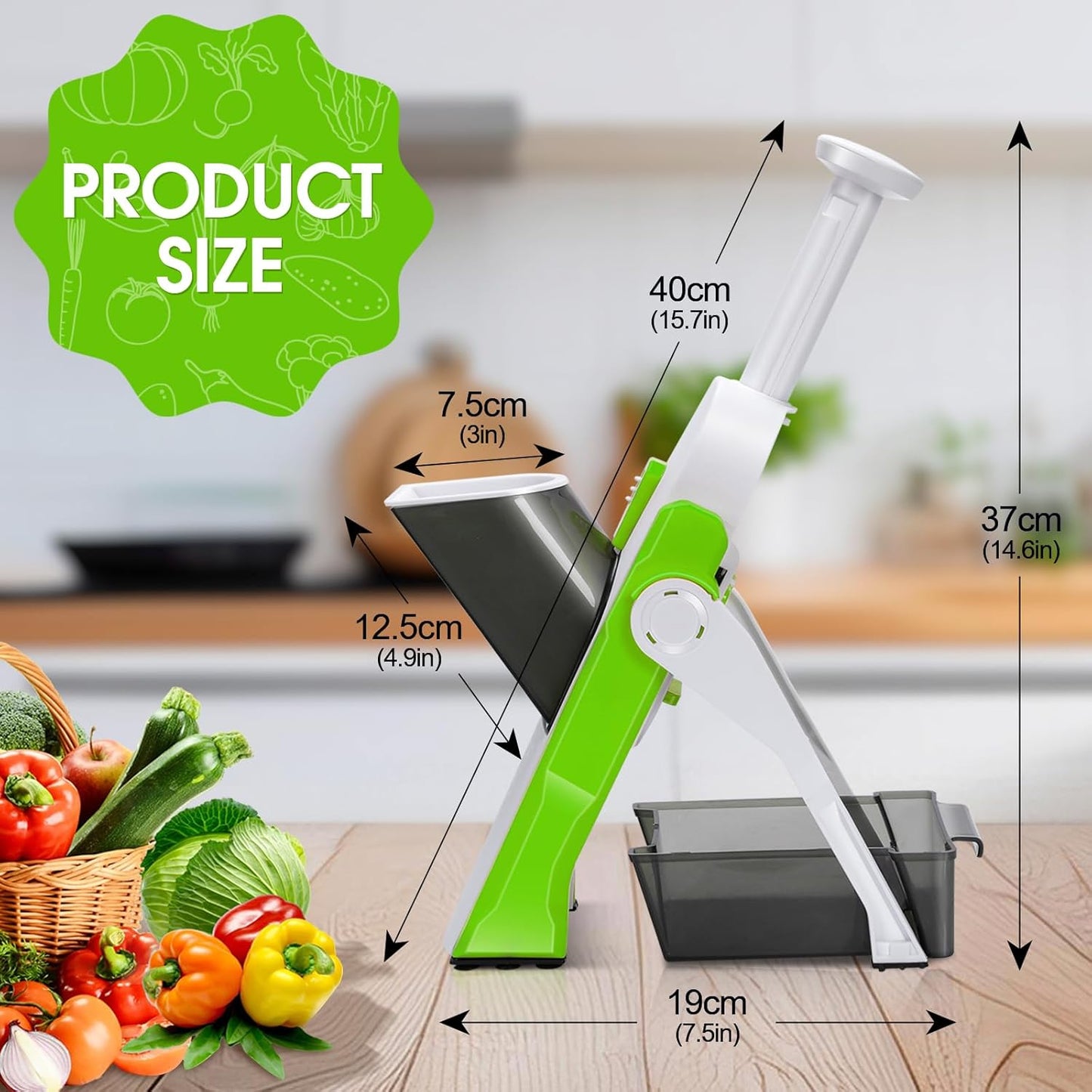 MASTERTOP Adjustable Mandoline Vegetable Slicer – Safe, 4‑Mode Cutter