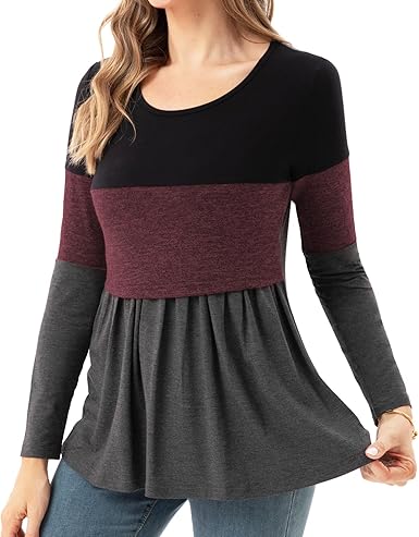 Womens Nursing Top Long Sleeve Scoop Neck Breastfeeding Shirt
