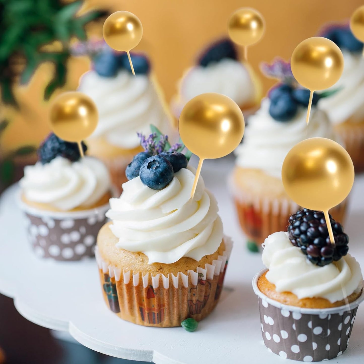75pc Gold Cake Ball Toppers Cupcake Decorations Party Wedding Set B0D91XHKXN