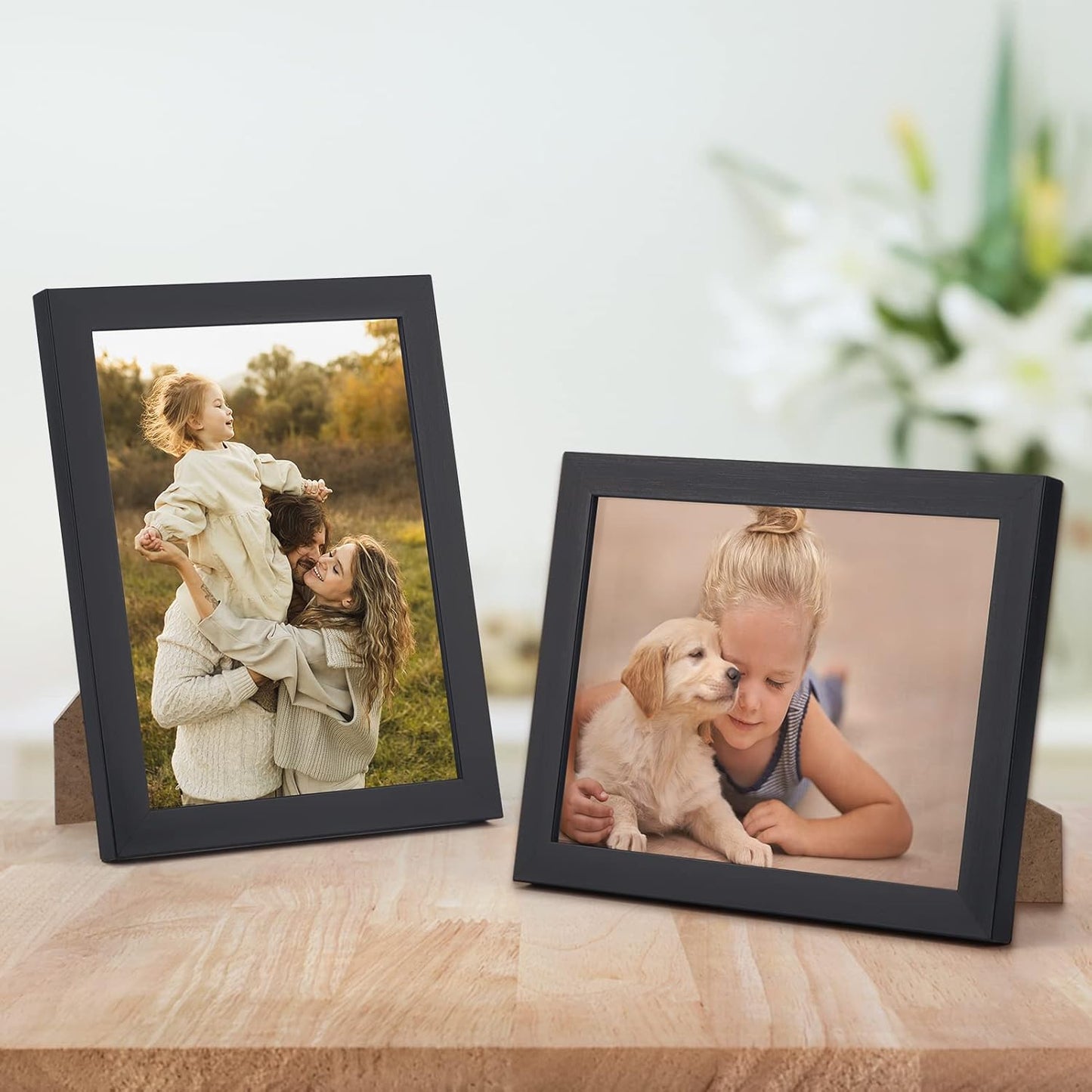 EXYGLO Black Photo Frames – Set of 7, 5×7″ / 13×18 cm, Wall or Tabletop Display