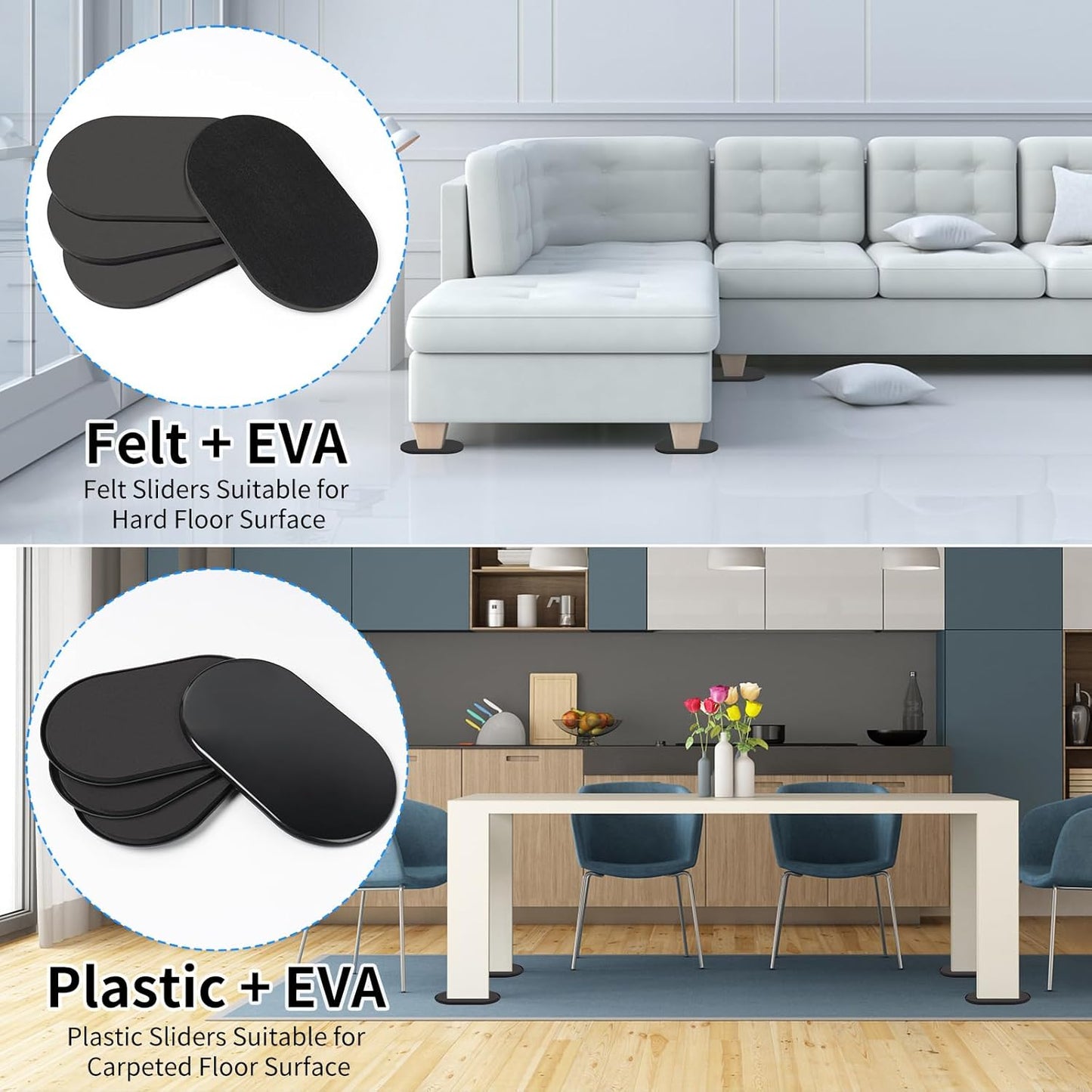 8 Pack Reusable Furniture Movers Sliders Heavy Duty