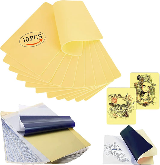 Tattoo Practice Skin + Transfer Paper Kit ‑ 20pc Realistic Synthetic Sheets Set