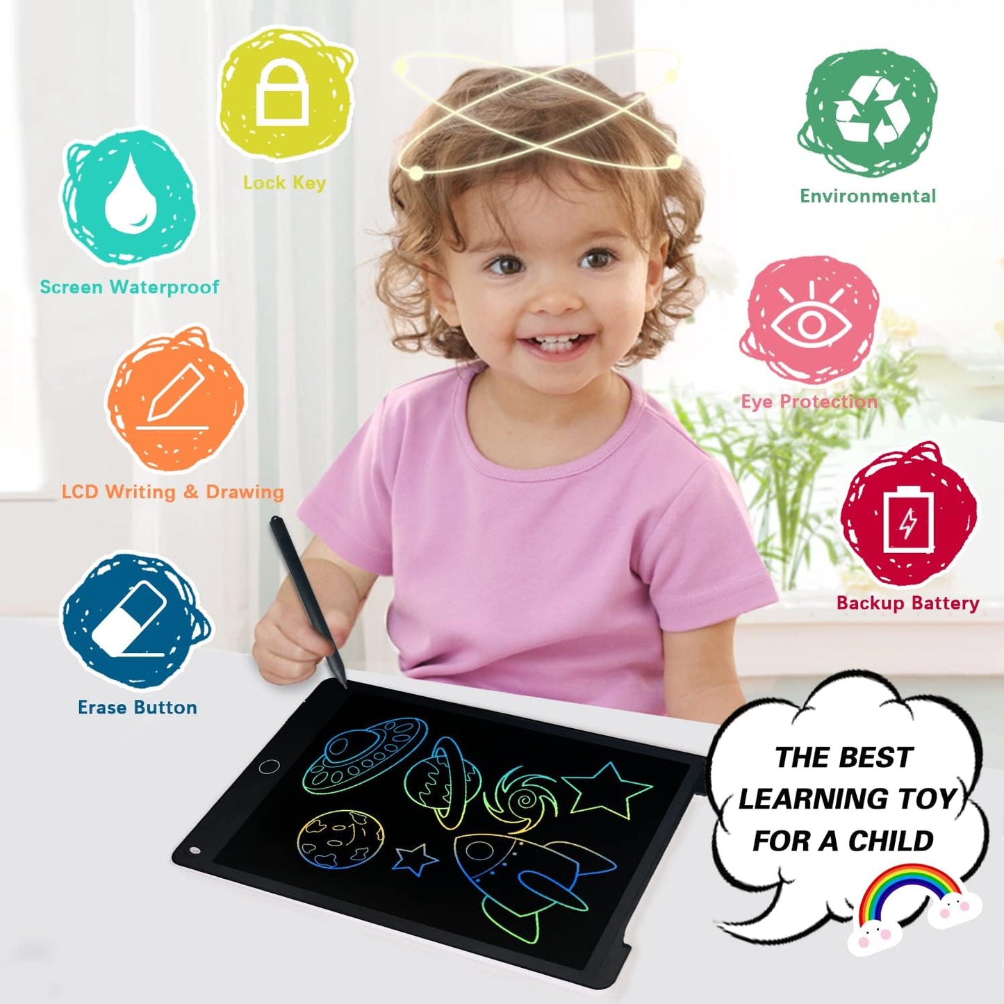 Richgv 12″ Magnetic LCD Writing Tablet – Eco‑Friendly Reusable Drawing Pad