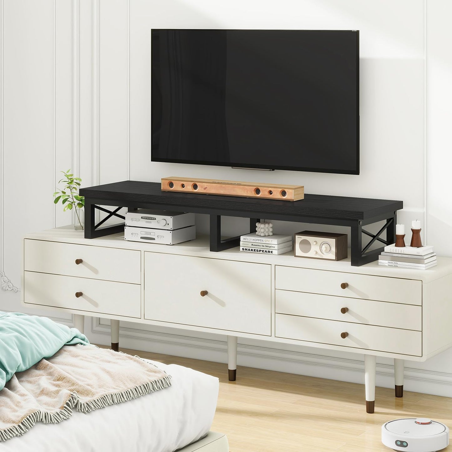 IBUYKE 45" TV Riser Stand with Storage Shelf for 32-60" TVs - Black