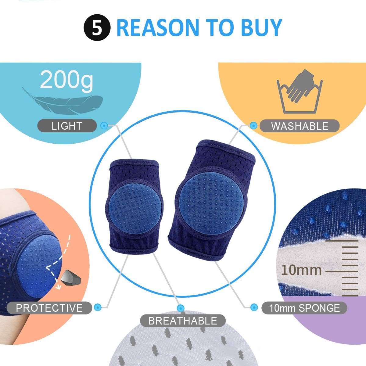 Baby Knee Pads Crawling Protector Adjustable Anti Slip 3 Pairs