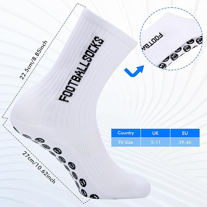 Football Grip Socks Non Slip Silicone Sports Socks Breathable 3 Pairs