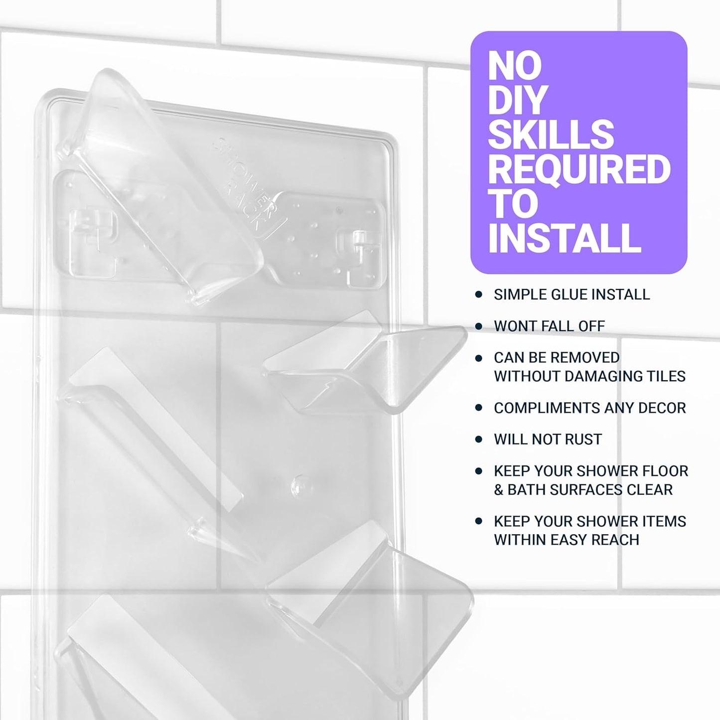No Drill Shower Caddy Bathroom Organiser Rack 2 Pack Rustproof