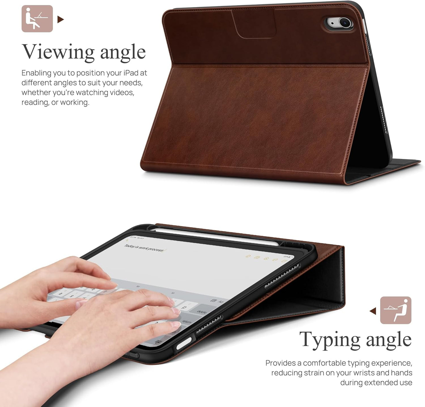 AUAUA iPad 10th/11th Gen Case Leather Stand Cover Pencil Holder