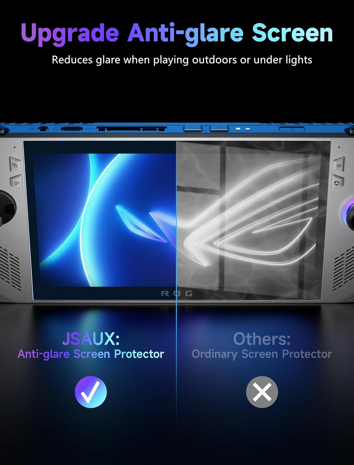 JSAUX ROG Ally Screen Protector Anti-Glare 9H Glass 2 Pack