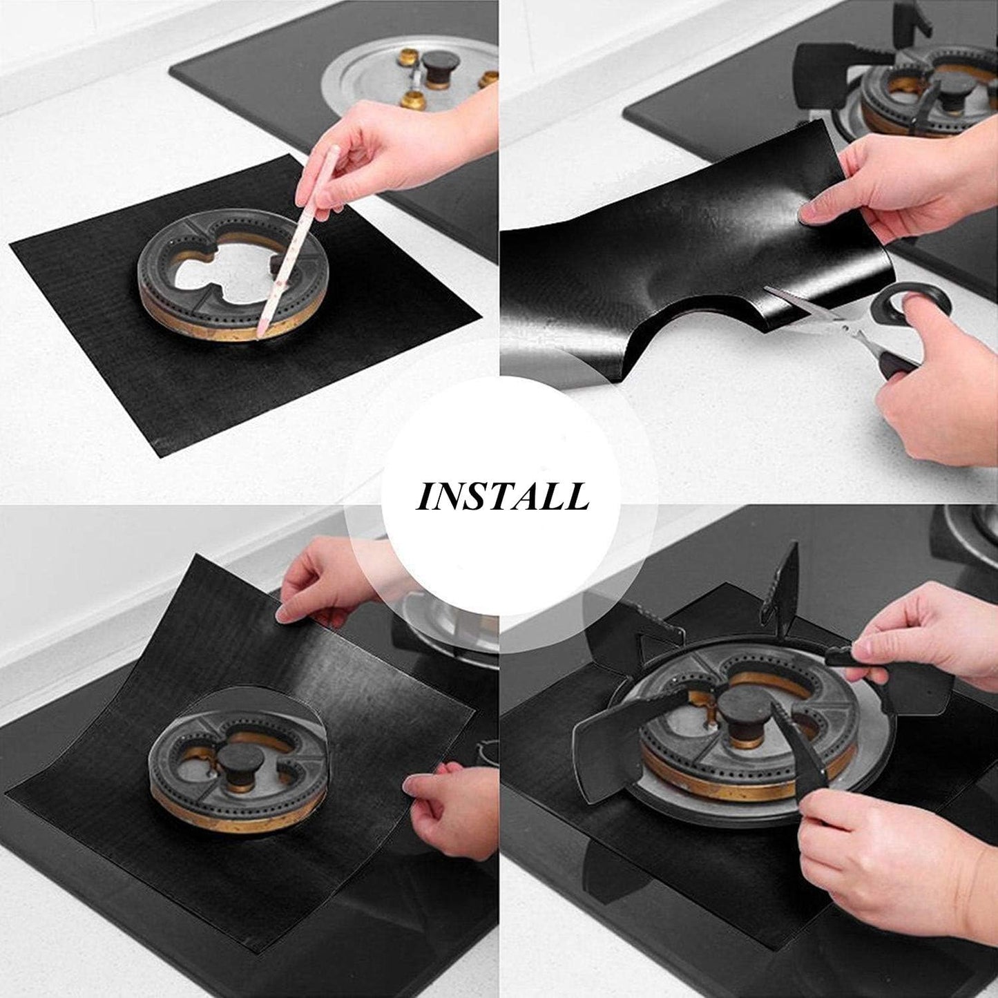 Gas Hob Protector Liners 8 Pack Reusable Stove Mats Non Stick