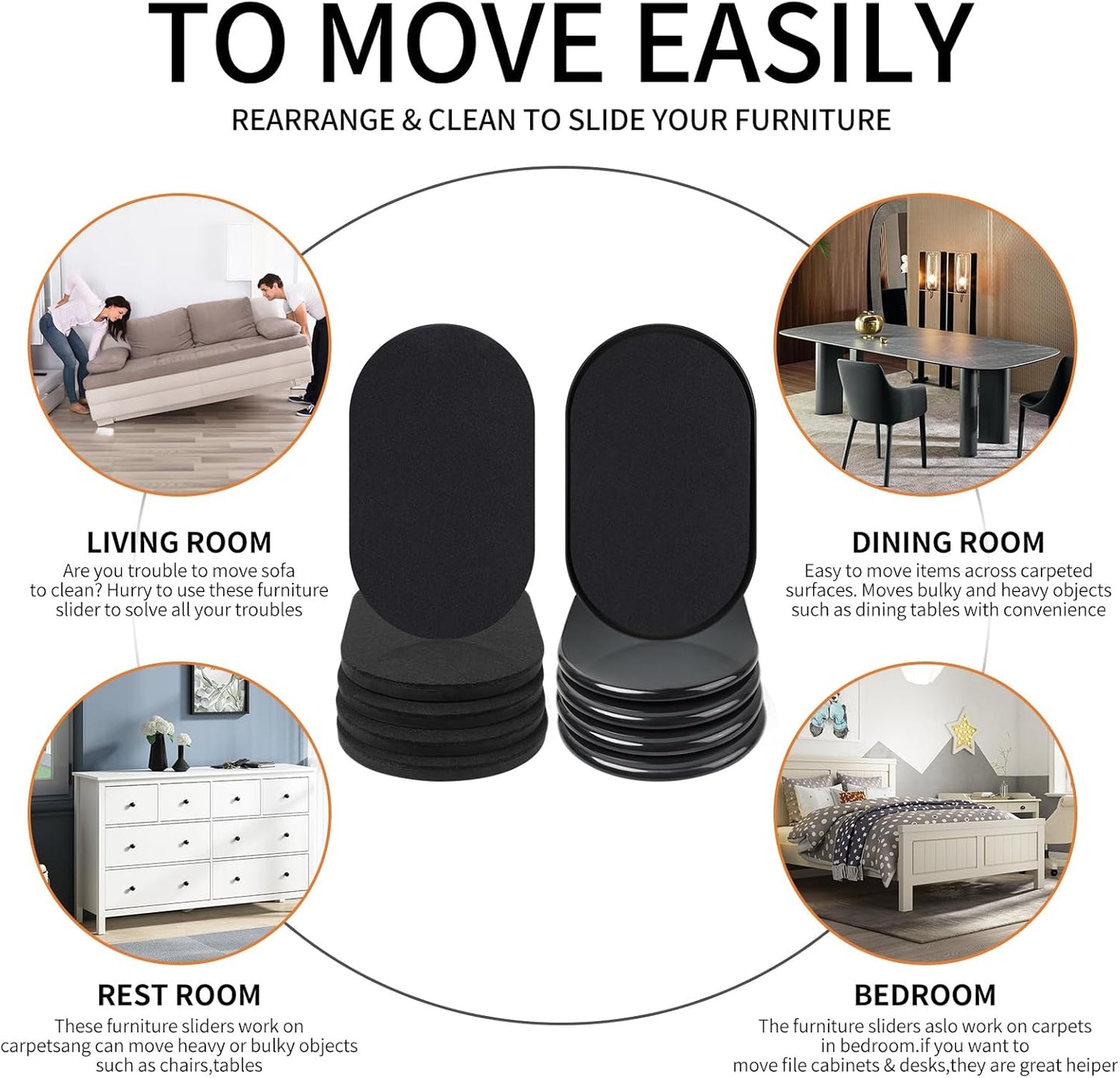 8 Pack Reusable Furniture Movers Sliders Heavy Duty