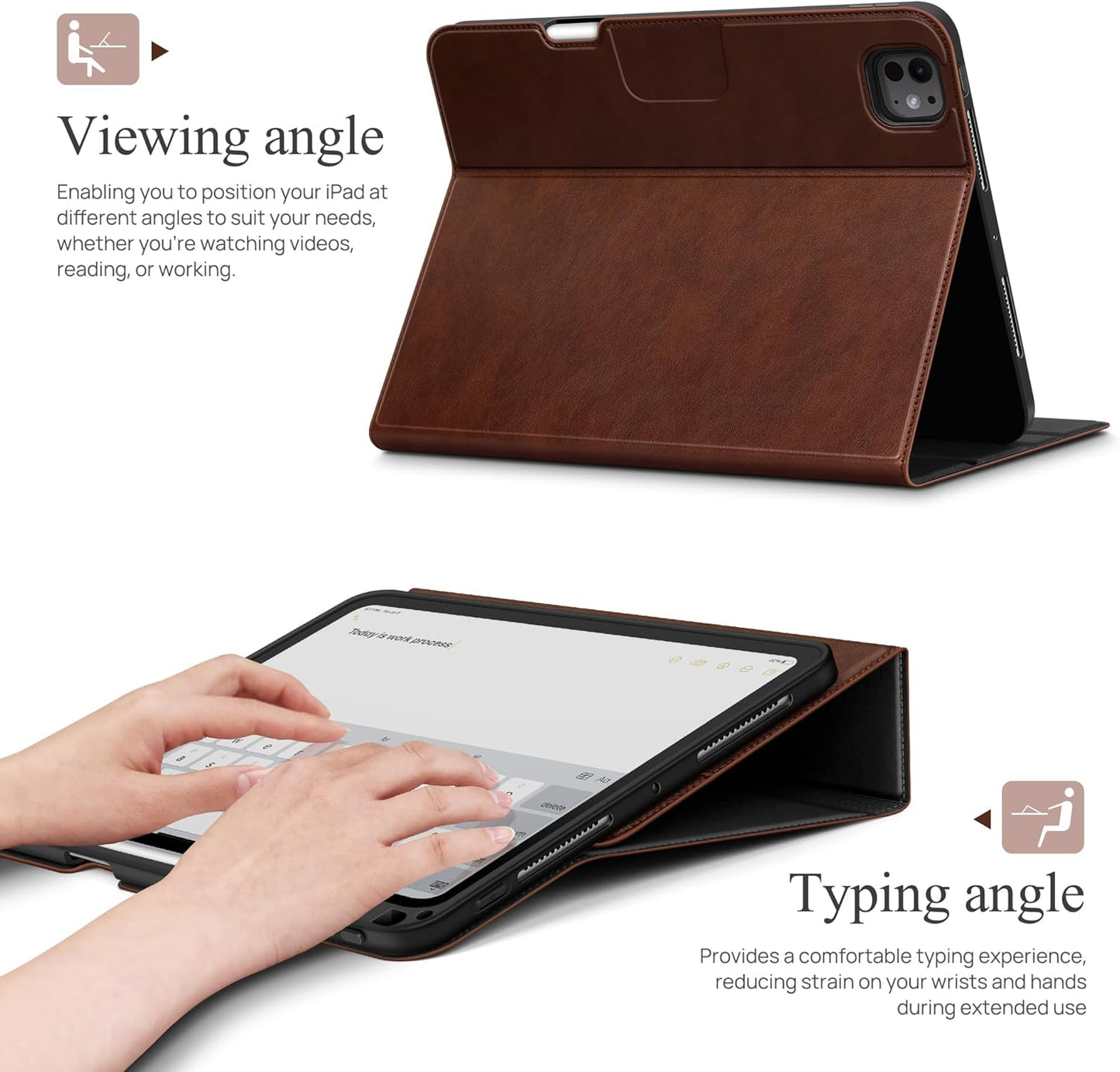 iPad Pro 11" M4 2024 Protective Case Stand Cover Pencil Holder Brown