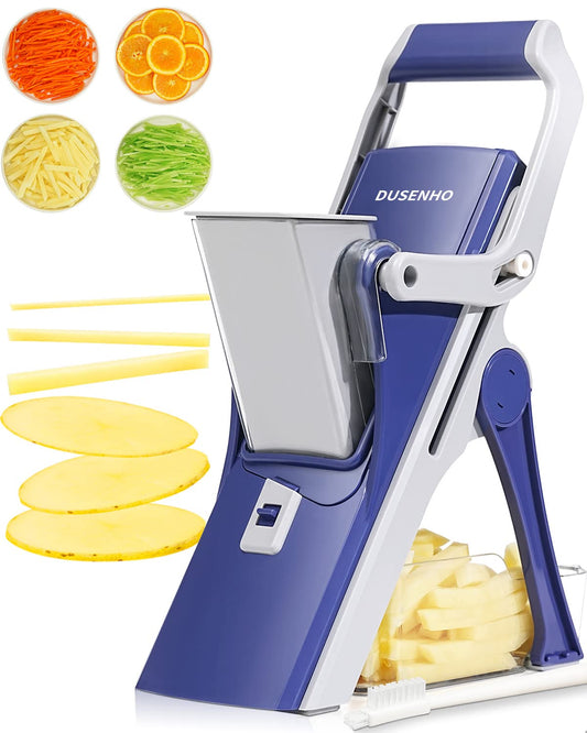 DUSENHO Mandoline Slicer 6 Blades, Safe & Easy to Use Veg Chopper