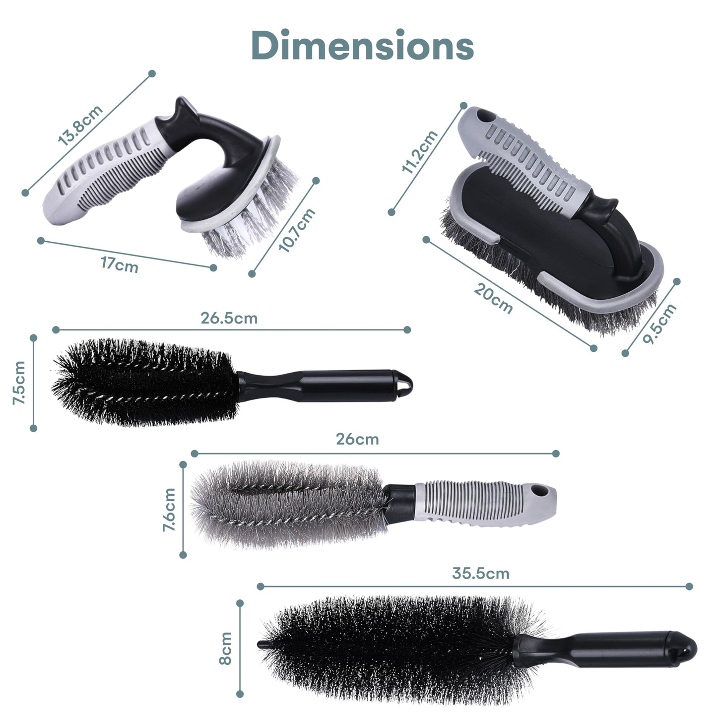 EasyGleam Cleaning Brushes Set of 5 – Auto Detailing Tools for Cars, Trucks, Bikes
