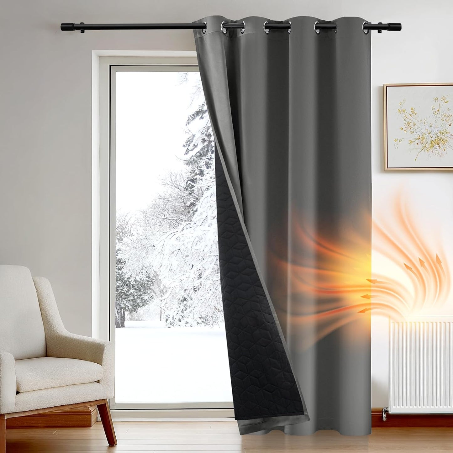 Deconovo Blackout Thermal Eyelet Curtains Microfiber Insulated 52"x84"