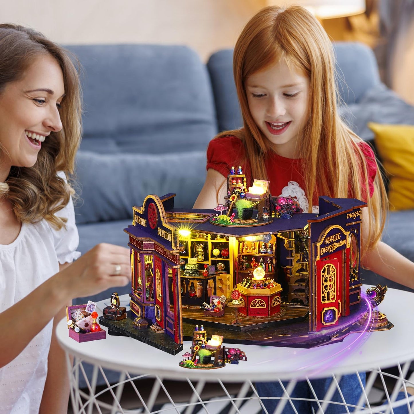 Mostop DIY Miniature Dollhouse Kit Wooden Magic LED House Craft Toy