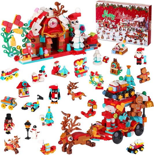 Advent Calendar 2025 Building Blocks Toy – 24 Mini Builds + Combine into Christmas Figures
