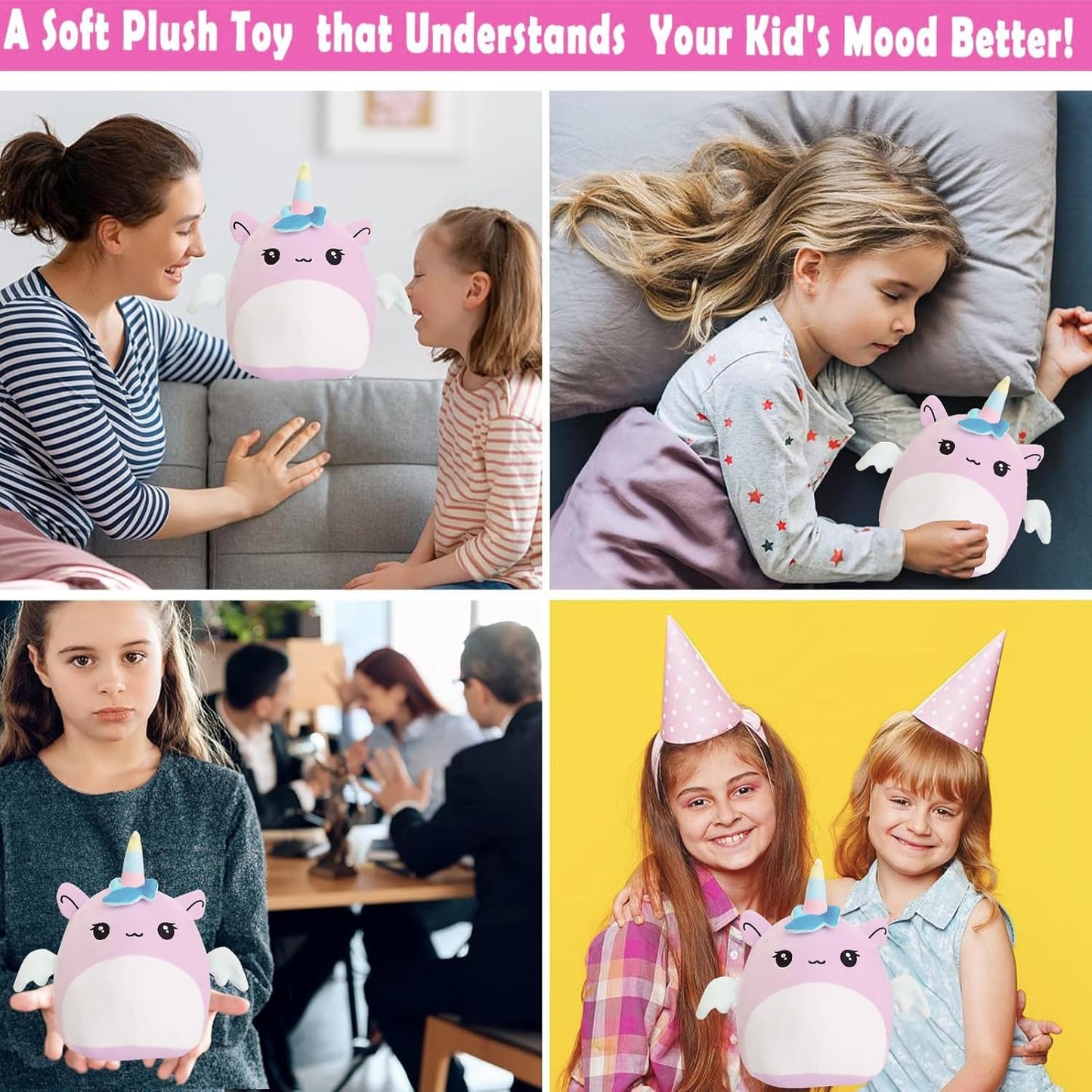 POPOYU 20cm Purple Unicorn Plush Pillow Toy Soft Cuddly Cushion