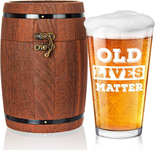 Old Lives Matter Beer Glass 450 ml – Funny Retirement & Birthday Pint Glass Gift